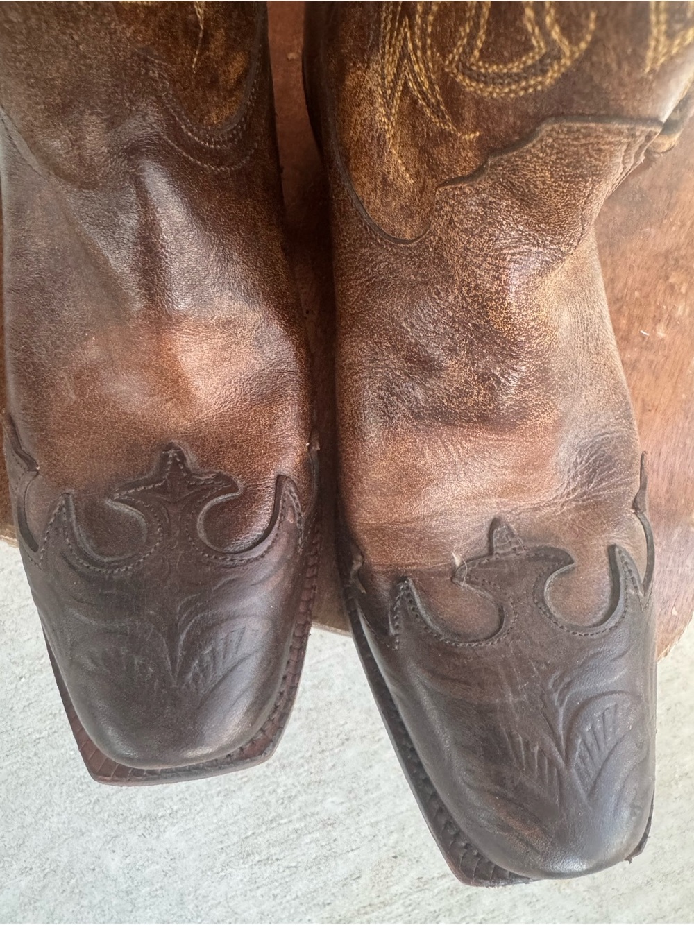Tony Lama Bark Santa Fe Brown Leather Wingtip Western Cowgirl Boots 8B VF6004 - Picture 4 of 11